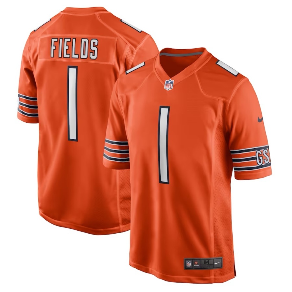 Men's Chicago Bears Justin Fields Nike Orange Player Game Jersey Men’s Size XXL